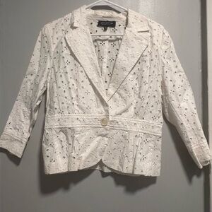 Jones New York White Eyelet Blazer